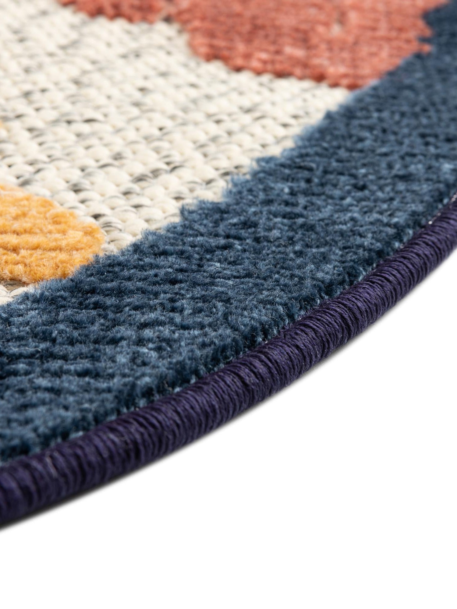 White 5' 3 x 5' 3 Belize Outdoor Round Area Rug Weather Resistant for Patio, Deck, Terrace, Balcony, Porch 100% Polypropylene Colorful Fun Coastal Modern Carpet for Outside for Sale at Rug Engine