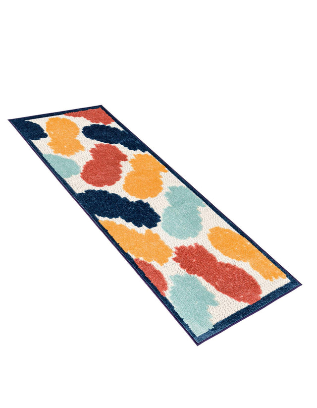 White 2' x 6' Belize Outdoor Runner Area Rug Weather Resistant for Patio, Deck, Terrace, Balcony, Porch 100% Polypropylene Colorful Fun Coastal Modern Carpet for Outside for Sale at Rug Engine