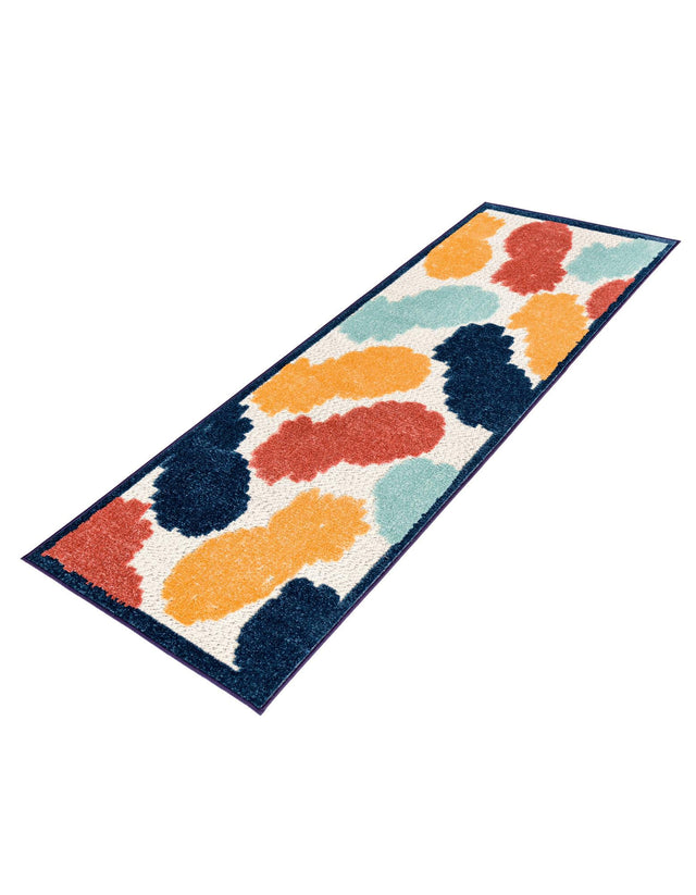 White 2' x 6' Belize Outdoor Runner Area Rug Weather Resistant for Patio, Deck, Terrace, Balcony, Porch 100% Polypropylene Colorful Fun Coastal Modern Carpet for Outside for Sale at Rug Engine