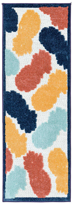 White 2' x 6' Belize Outdoor Runner Area Rug Weather Resistant for Patio, Deck, Terrace, Balcony, Porch 100% Polypropylene Colorful Fun Coastal Modern Carpet for Outside for Sale at Rug Engine