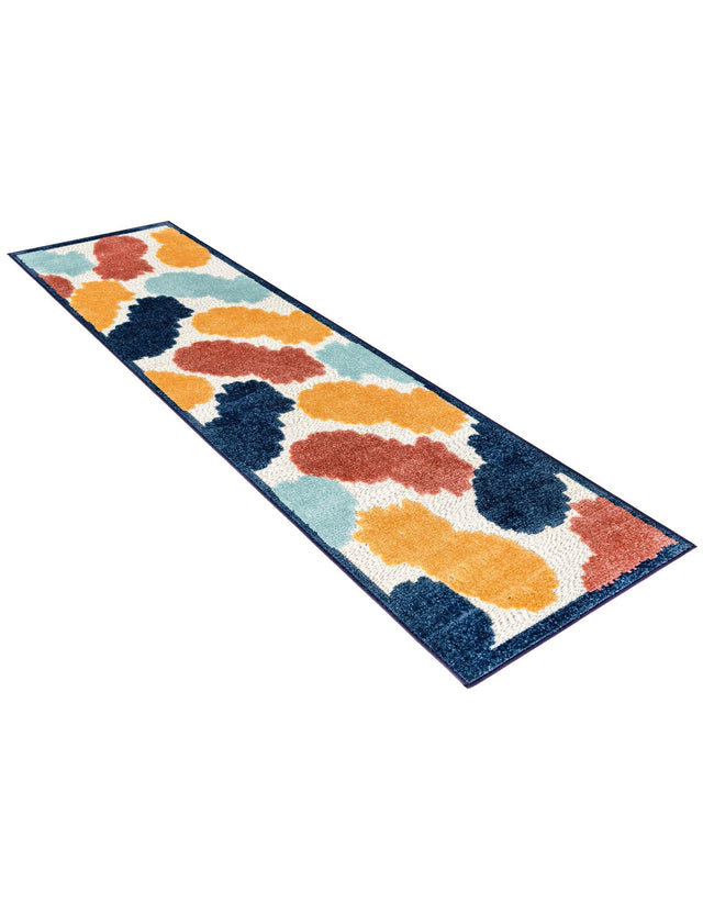 White 2' x 8' Belize Outdoor Runner Area Rug Weather Resistant for Patio, Deck, Terrace, Balcony, Porch 100% Polypropylene Colorful Fun Coastal Modern Carpet for Outside for Sale at Rug Engine