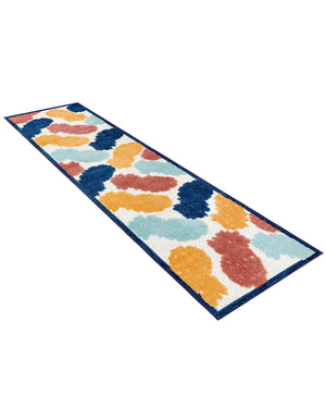 White 2' x 10' Belize Outdoor Runner Area Rug Weather Resistant for Patio, Deck, Terrace, Balcony, Porch 100% Polypropylene Colorful Fun Coastal Modern Carpet for Outside for Sale at Rug Engine