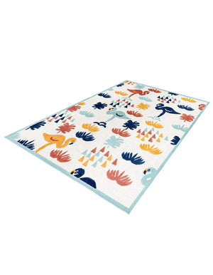 White 9' x 12' Belize Outdoor Rectangle Area Rug Weather Resistant for Patio, Deck, Terrace, Balcony, Porch 100% Polypropylene Colorful Fun Coastal Modern Carpet for Outside for Sale at Rug Engine
