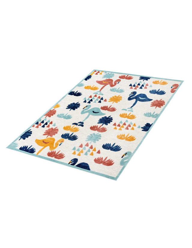 White 7' 10 x 10' Belize Outdoor Rectangle Area Rug Weather Resistant for Patio, Deck, Terrace, Balcony, Porch 100% Polypropylene Colorful Fun Coastal Modern Carpet for Outside for Sale at Rug Engine