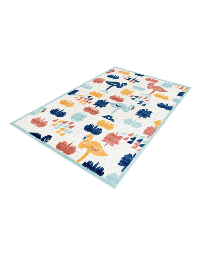 White 6' x 9' Belize Outdoor Rectangle Area Rug Weather Resistant for Patio, Deck, Terrace, Balcony, Porch 100% Polypropylene Colorful Fun Coastal Modern Carpet for Outside for Sale at Rug Engine