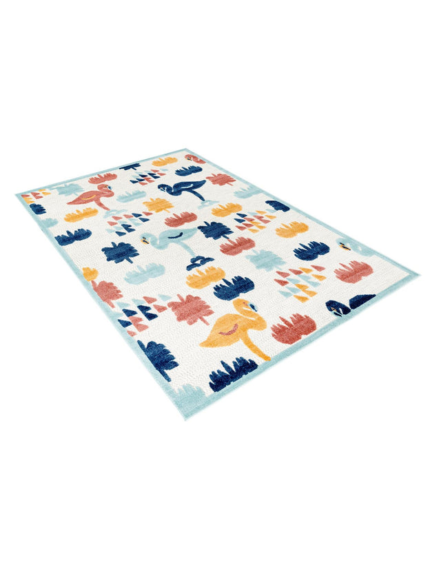 White 6' x 9' Belize Outdoor Rectangle Area Rug Weather Resistant for Patio, Deck, Terrace, Balcony, Porch 100% Polypropylene Colorful Fun Coastal Modern Carpet for Outside for Sale at Rug Engine