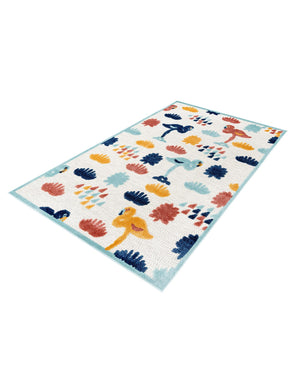 White 5' 3 x 8' Belize Outdoor Rectangle Area Rug Weather Resistant for Patio, Deck, Terrace, Balcony, Porch 100% Polypropylene Colorful Fun Coastal Modern Carpet for Outside for Sale at Rug Engine