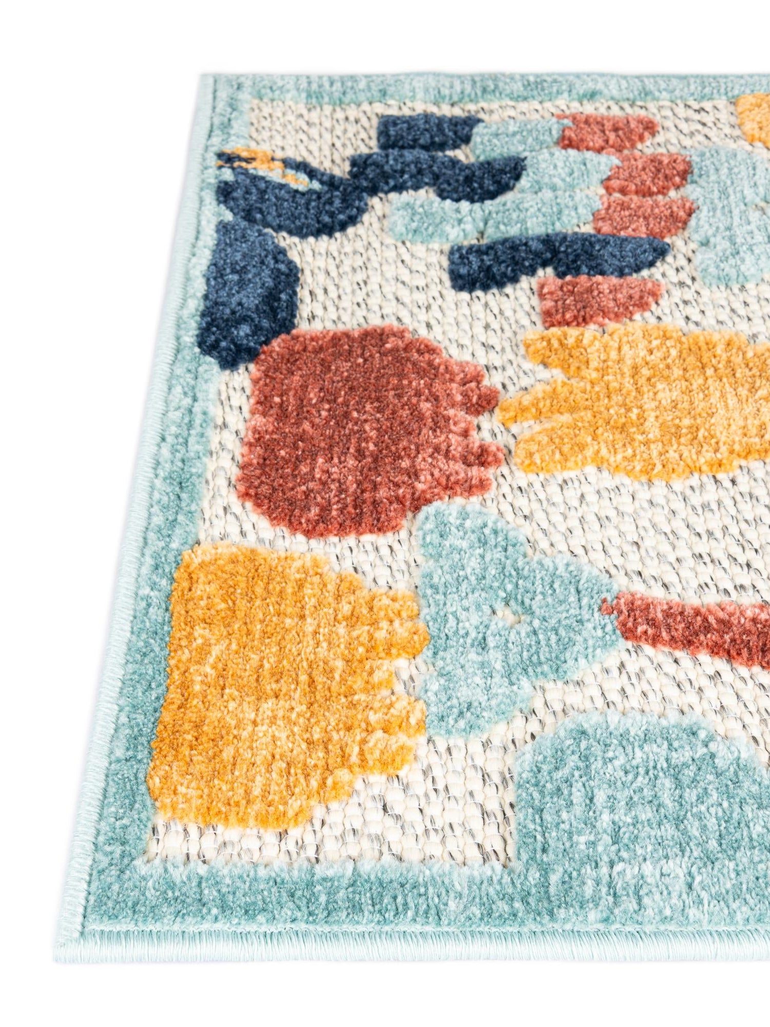 White 5' 3 x 8' Belize Outdoor Rectangle Area Rug Weather Resistant for Patio, Deck, Terrace, Balcony, Porch 100% Polypropylene Colorful Fun Coastal Modern Carpet for Outside for Sale at Rug Engine