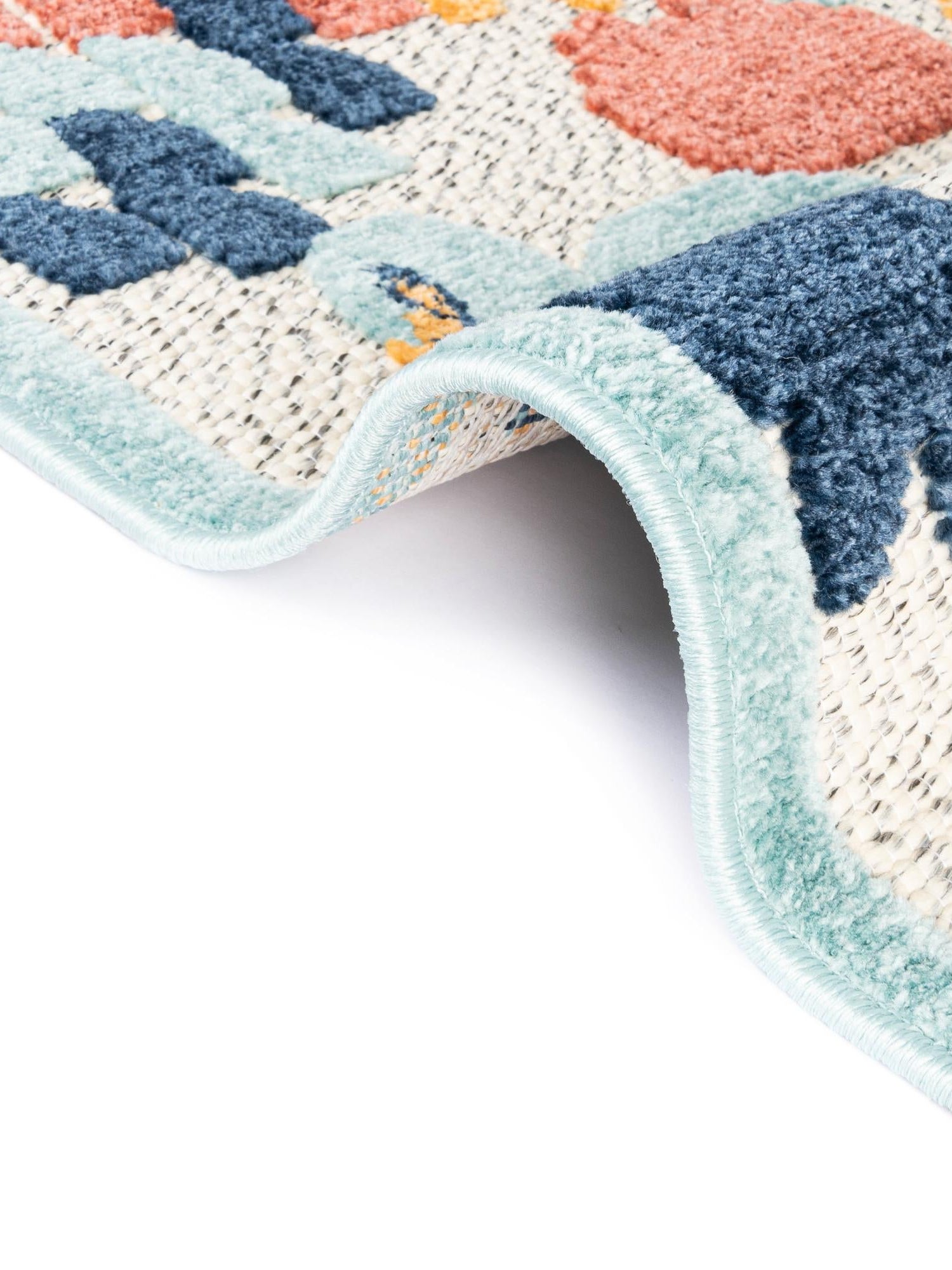 White 6' x 9' Belize Outdoor Rectangle Area Rug Weather Resistant for Patio, Deck, Terrace, Balcony, Porch 100% Polypropylene Colorful Fun Coastal Modern Carpet for Outside for Sale at Rug Engine
