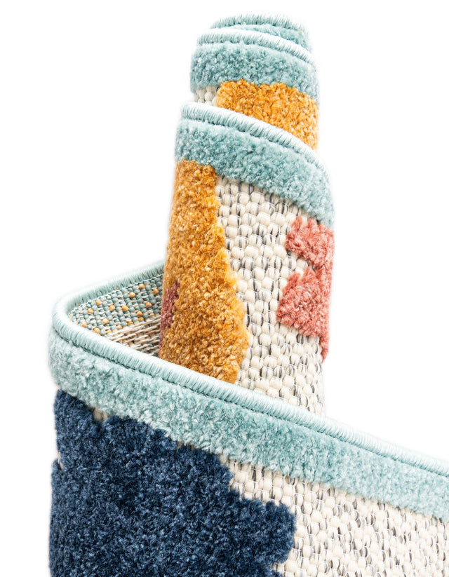 White 9' x 12' Belize Outdoor Rectangle Area Rug Weather Resistant for Patio, Deck, Terrace, Balcony, Porch 100% Polypropylene Colorful Fun Coastal Modern Carpet for Outside for Sale at Rug Engine