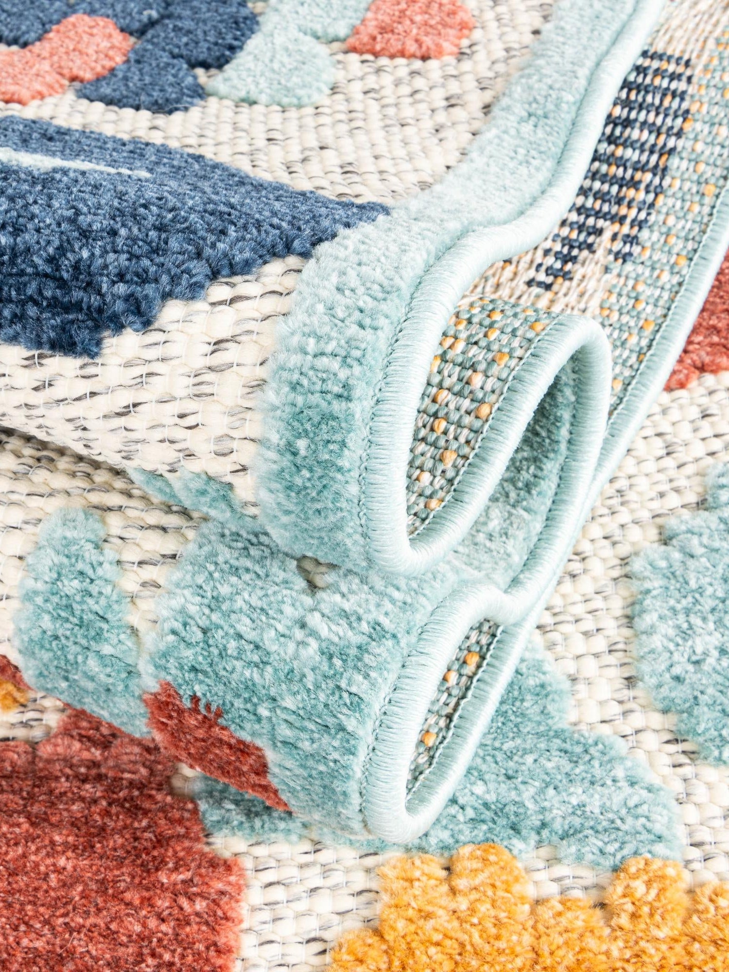 White 6' x 9' Belize Outdoor Rectangle Area Rug Weather Resistant for Patio, Deck, Terrace, Balcony, Porch 100% Polypropylene Colorful Fun Coastal Modern Carpet for Outside for Sale at Rug Engine