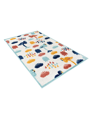 White 5' 3 x 8' Belize Outdoor Rectangle Area Rug Weather Resistant for Patio, Deck, Terrace, Balcony, Porch 100% Polypropylene Colorful Fun Coastal Modern Carpet for Outside for Sale at Rug Engine