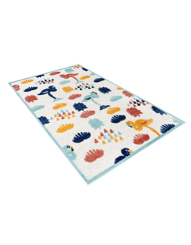White 5' 3 x 8' Belize Outdoor Rectangle Area Rug Weather Resistant for Patio, Deck, Terrace, Balcony, Porch 100% Polypropylene Colorful Fun Coastal Modern Carpet for Outside for Sale at Rug Engine