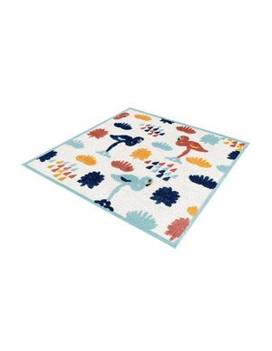 White 5' 3 x 5' 3 Belize Outdoor Square Area Rug Weather Resistant for Patio, Deck, Terrace, Balcony, Porch 100% Polypropylene Colorful Fun Coastal Modern Carpet for Outside for Sale at Rug Engine