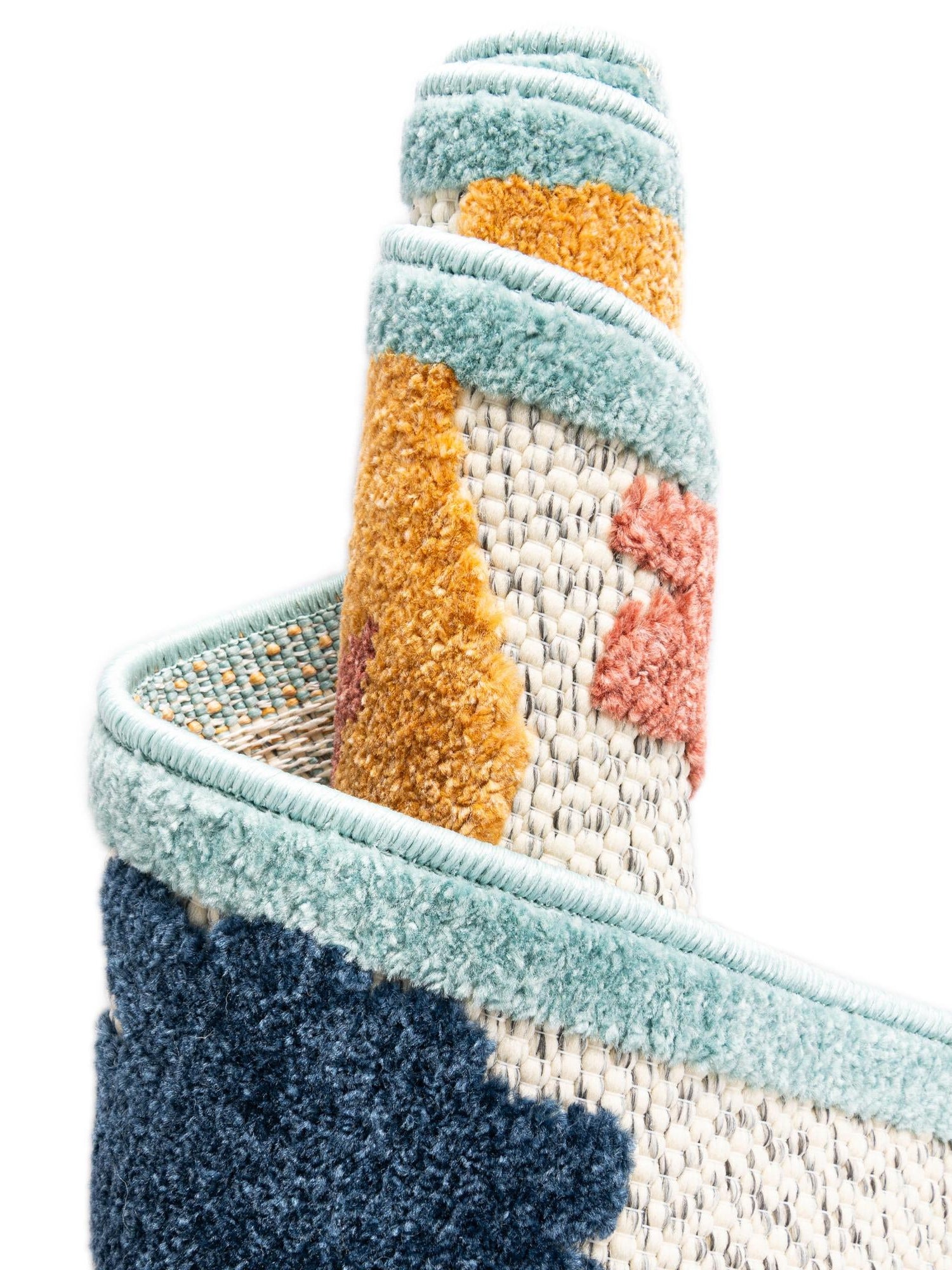 White 7' 10 x 7' 10 Belize Outdoor Square Area Rug Weather Resistant for Patio, Deck, Terrace, Balcony, Porch 100% Polypropylene Colorful Fun Coastal Modern Carpet for Outside for Sale at Rug Engine
