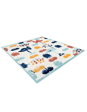White 7' 10 x 7' 10 Belize Outdoor Square Area Rug Weather Resistant for Patio, Deck, Terrace, Balcony, Porch 100% Polypropylene Colorful Fun Coastal Modern Carpet for Outside for Sale at Rug Engine