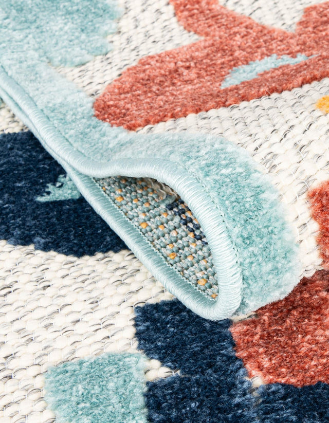 White 3' 3 x 3' 3 Belize Outdoor Round Area Rug Weather Resistant for Patio, Deck, Terrace, Balcony, Porch 100% Polypropylene Colorful Fun Coastal Modern Carpet for Outside for Sale at Rug Engine