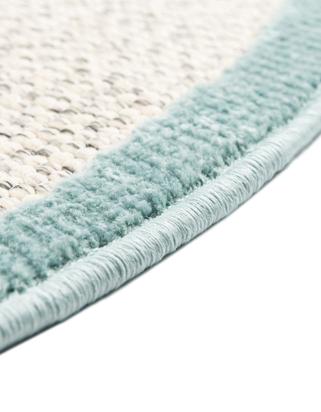 White 5' 3 x 5' 3 Belize Outdoor Round Area Rug Weather Resistant for Patio, Deck, Terrace, Balcony, Porch 100% Polypropylene Colorful Fun Coastal Modern Carpet for Outside for Sale at Rug Engine