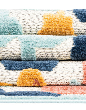 White 2' x 8' Belize Outdoor Runner Area Rug Weather Resistant for Patio, Deck, Terrace, Balcony, Porch 100% Polypropylene Colorful Fun Coastal Modern Carpet for Outside for Sale at Rug Engine