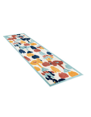White 2' x 6' Belize Outdoor Runner Area Rug Weather Resistant for Patio, Deck, Terrace, Balcony, Porch 100% Polypropylene Colorful Fun Coastal Modern Carpet for Outside for Sale at Rug Engine
