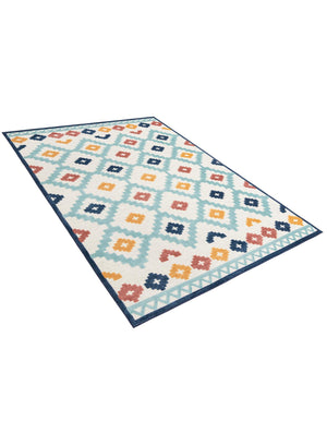 Ivory 9' x 12' Belize Outdoor Rectangle Area Rug Weather Resistant for Patio, Deck, Terrace, Balcony, Porch 100% Polypropylene Colorful Fun Coastal Modern Carpet for Outside for Sale at Rug Engine