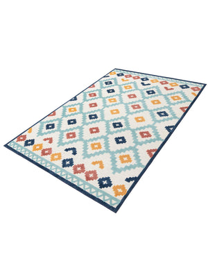 Ivory 9' x 12' Belize Outdoor Rectangle Area Rug Weather Resistant for Patio, Deck, Terrace, Balcony, Porch 100% Polypropylene Colorful Fun Coastal Modern Carpet for Outside for Sale at Rug Engine