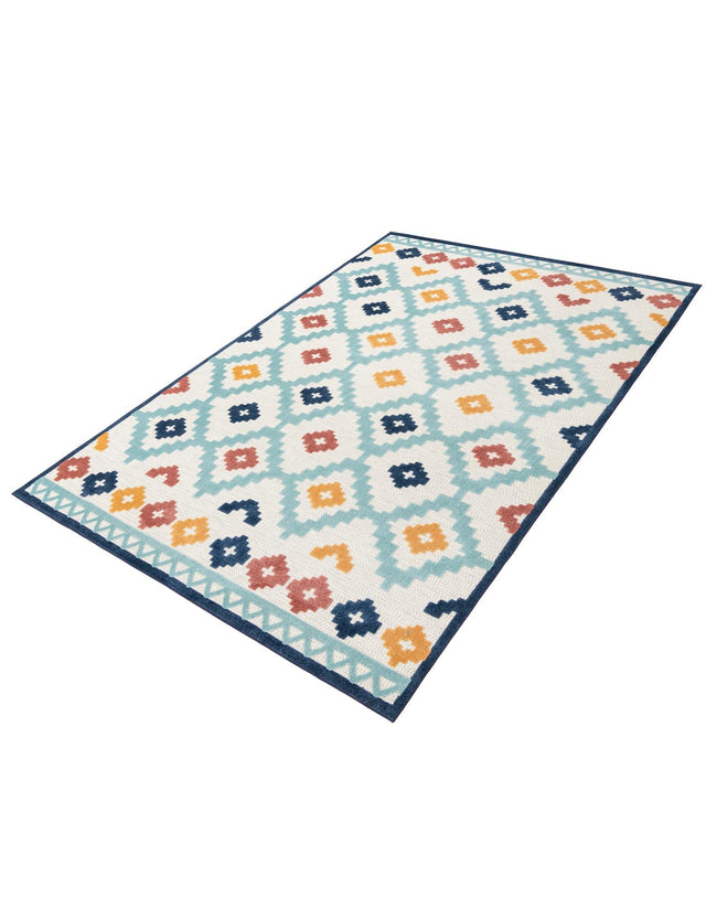Ivory 9' x 12' Belize Outdoor Rectangle Area Rug Weather Resistant for Patio, Deck, Terrace, Balcony, Porch 100% Polypropylene Colorful Fun Coastal Modern Carpet for Outside for Sale at Rug Engine