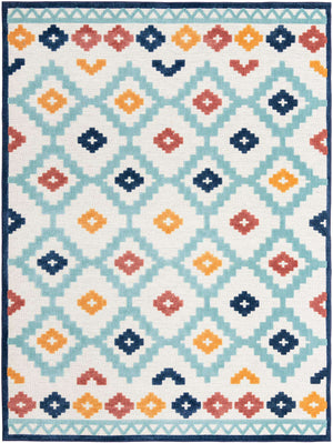 Ivory 9' x 12' Belize Outdoor Rectangle Area Rug Weather Resistant for Patio, Deck, Terrace, Balcony, Porch 100% Polypropylene Colorful Fun Coastal Modern Carpet for Outside for Sale at Rug Engine