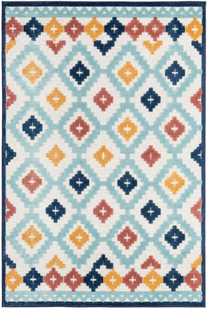 Ivory 6' x 9' Belize Outdoor Rectangle Area Rug Weather Resistant for Patio, Deck, Terrace, Balcony, Porch 100% Polypropylene Colorful Fun Coastal Modern Carpet for Outside for Sale at Rug Engine