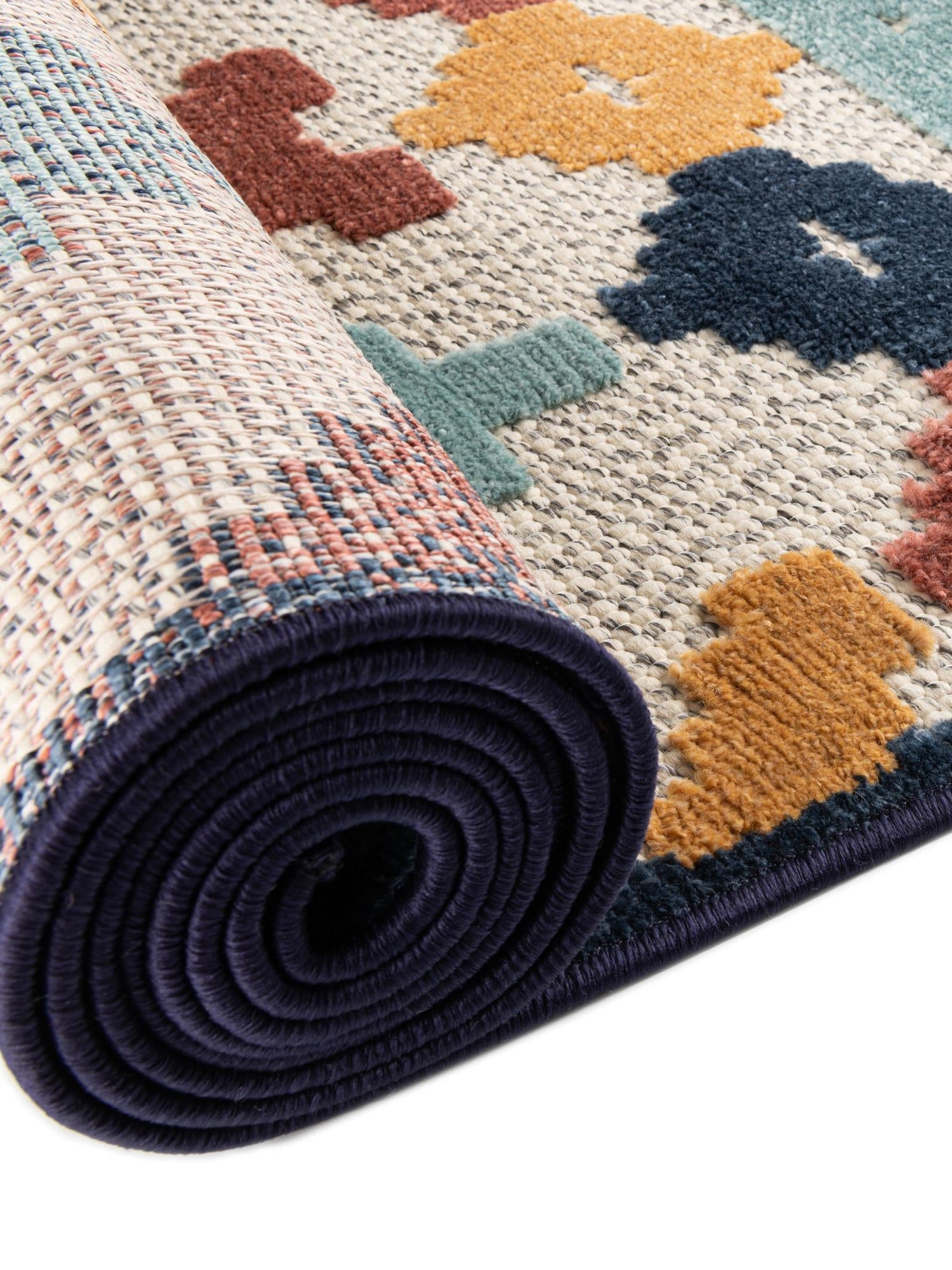 Ivory 7' x 10' Belize Outdoor Rectangle Area Rug Weather Resistant for Patio, Deck, Terrace, Balcony, Porch 100% Polypropylene Colorful Fun Coastal Modern Carpet for Outside for Sale at Rug Engine