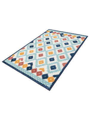 Ivory 4' x 6' Belize Outdoor Rectangle Area Rug Weather Resistant for Patio, Deck, Terrace, Balcony, Porch 100% Polypropylene Colorful Fun Coastal Modern Carpet for Outside for Sale at Rug Engine