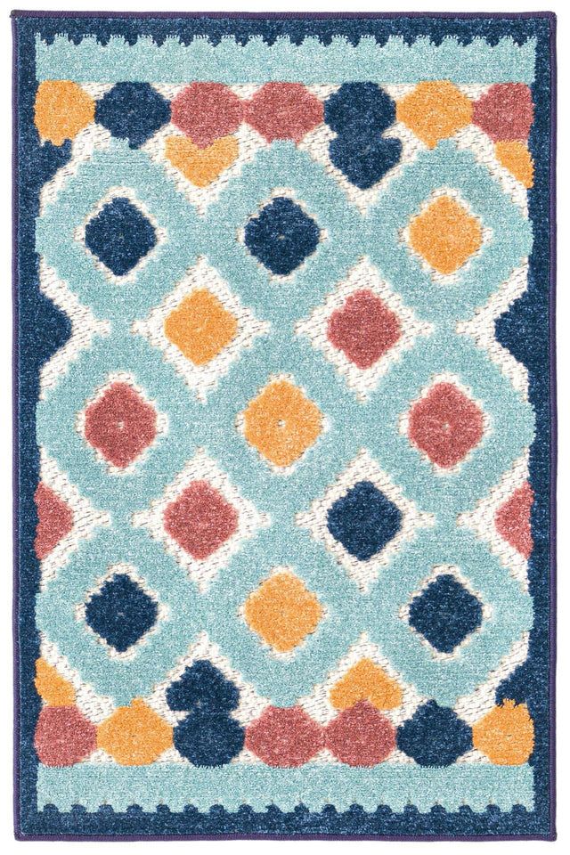 Ivory 2' x 3' Belize Outdoor Rectangle Area Rug Weather Resistant for Patio, Deck, Terrace, Balcony, Porch 100% Polypropylene Colorful Fun Coastal Modern Carpet for Outside for Sale at Rug Engine