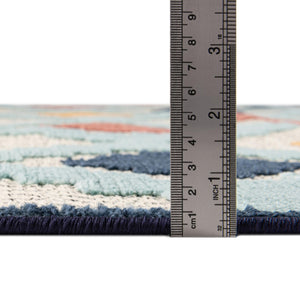 Ivory 7' 10 x 7' 10 Belize Outdoor Square Area Rug Weather Resistant for Patio, Deck, Terrace, Balcony, Porch 100% Polypropylene Colorful Fun Coastal Modern Carpet for Outside for Sale at Rug Engine