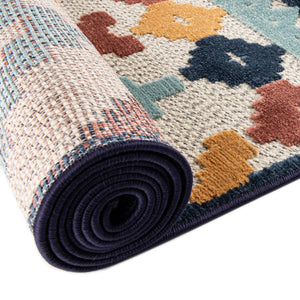 Ivory 7' 10 x 7' 10 Belize Outdoor Square Area Rug Weather Resistant for Patio, Deck, Terrace, Balcony, Porch 100% Polypropylene Colorful Fun Coastal Modern Carpet for Outside for Sale at Rug Engine