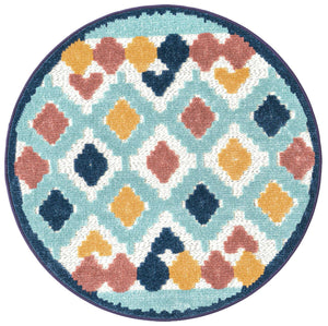 Ivory 3' 3 x 3' 3 Belize Outdoor Round Area Rug Weather Resistant for Patio, Deck, Terrace, Balcony, Porch 100% Polypropylene Colorful Fun Coastal Modern Carpet for Outside for Sale at Rug Engine