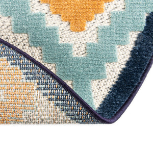 Ivory 5' 3 x 5' 3 Belize Outdoor Round Area Rug Weather Resistant for Patio, Deck, Terrace, Balcony, Porch 100% Polypropylene Colorful Fun Coastal Modern Carpet for Outside for Sale at Rug Engine