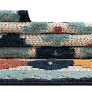 Ivory 5' 3 x 5' 3 Belize Outdoor Round Area Rug Weather Resistant for Patio, Deck, Terrace, Balcony, Porch 100% Polypropylene Colorful Fun Coastal Modern Carpet for Outside for Sale at Rug Engine