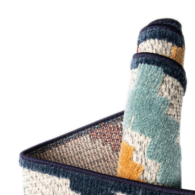 Ivory 2' x 10' Belize Outdoor Runner Area Rug Weather Resistant for Patio, Deck, Terrace, Balcony, Porch 100% Polypropylene Colorful Fun Coastal Modern Carpet for Outside for Sale at Rug Engine