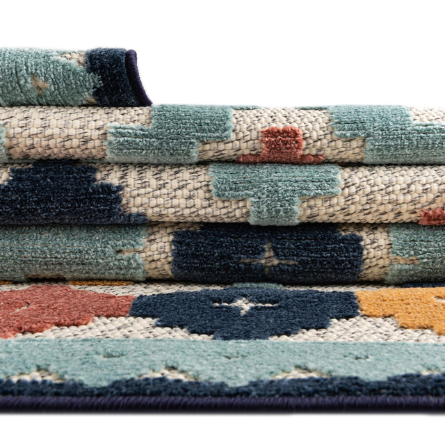Ivory 2' x 6' Belize Outdoor Runner Area Rug Weather Resistant for Patio, Deck, Terrace, Balcony, Porch 100% Polypropylene Colorful Fun Coastal Modern Carpet for Outside for Sale at Rug Engine
