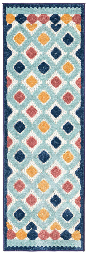 Ivory 2' x 6' Belize Outdoor Runner Area Rug Weather Resistant for Patio, Deck, Terrace, Balcony, Porch 100% Polypropylene Colorful Fun Coastal Modern Carpet for Outside for Sale at Rug Engine