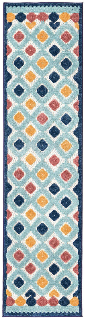 Ivory 2' x 8' Belize Outdoor Runner Area Rug Weather Resistant for Patio, Deck, Terrace, Balcony, Porch 100% Polypropylene Colorful Fun Coastal Modern Carpet for Outside for Sale at Rug Engine