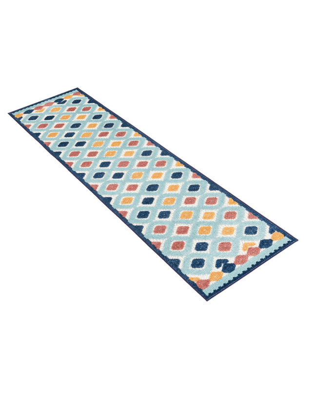 Ivory 2' x 10' Belize Outdoor Runner Area Rug Weather Resistant for Patio, Deck, Terrace, Balcony, Porch 100% Polypropylene Colorful Fun Coastal Modern Carpet for Outside for Sale at Rug Engine
