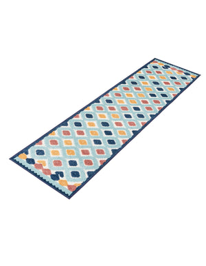 Ivory 2' x 10' Belize Outdoor Runner Area Rug Weather Resistant for Patio, Deck, Terrace, Balcony, Porch 100% Polypropylene Colorful Fun Coastal Modern Carpet for Outside for Sale at Rug Engine