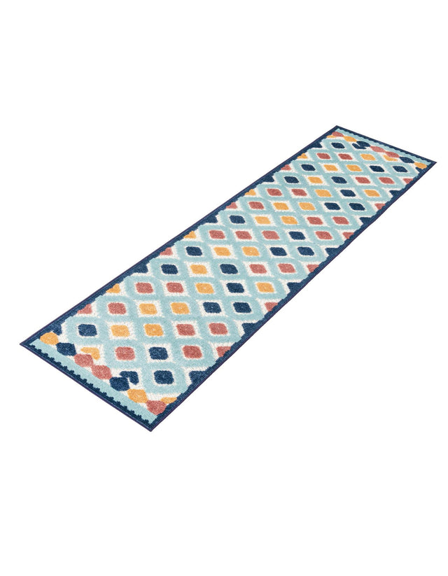 Ivory 2' x 10' Belize Outdoor Runner Area Rug Weather Resistant for Patio, Deck, Terrace, Balcony, Porch 100% Polypropylene Colorful Fun Coastal Modern Carpet for Outside for Sale at Rug Engine