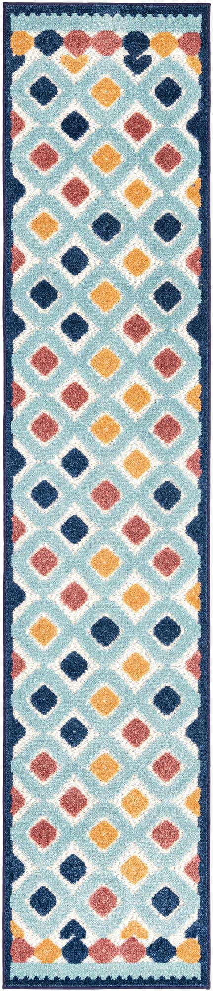 Ivory 2' x 10' Belize Outdoor Runner Area Rug Weather Resistant for Patio, Deck, Terrace, Balcony, Porch 100% Polypropylene Colorful Fun Coastal Modern Carpet for Outside for Sale at Rug Engine