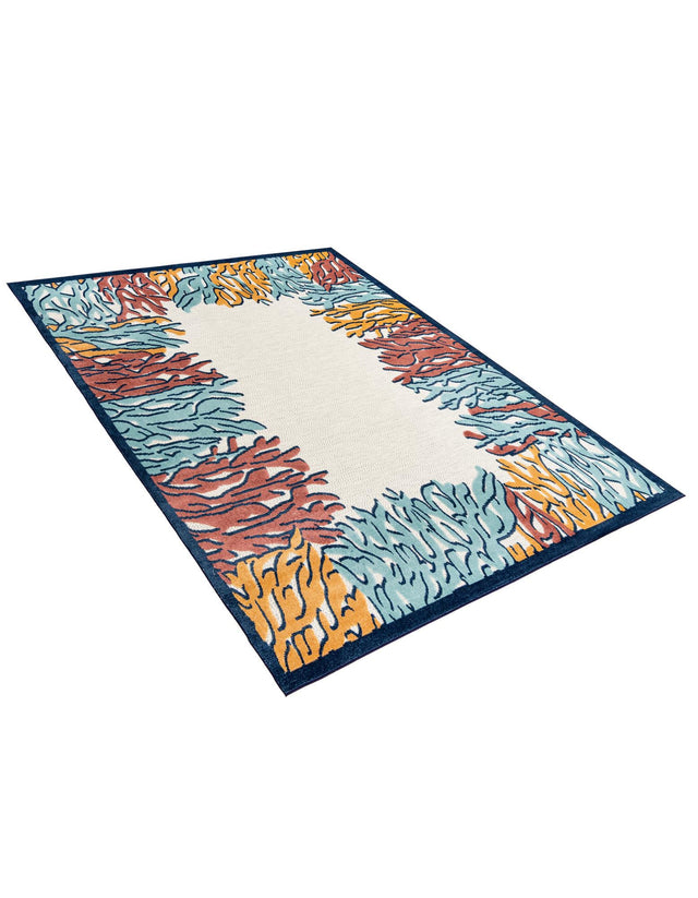 Multicolor 9' x 12' Belize Outdoor Rectangle Area Rug Weather Resistant for Patio, Deck, Terrace, Balcony, Porch 100% Polypropylene Colorful Fun Coastal Modern Carpet for Outside for Sale at Rug Engine