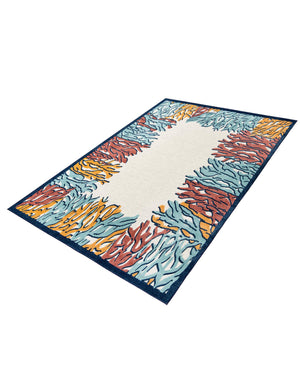 Multicolor 9' x 12' Belize Outdoor Rectangle Area Rug Weather Resistant for Patio, Deck, Terrace, Balcony, Porch 100% Polypropylene Colorful Fun Coastal Modern Carpet for Outside for Sale at Rug Engine