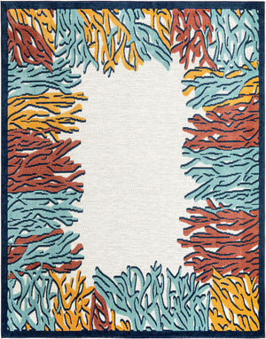 Multicolor 7' 10 x 10' Belize Outdoor Rectangle Area Rug Weather Resistant for Patio, Deck, Terrace, Balcony, Porch 100% Polypropylene Colorful Fun Coastal Modern Carpet for Outside for Sale at Rug Engine