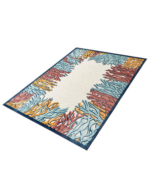 Multicolor 7' x 10' Belize Outdoor Rectangle Area Rug Weather Resistant for Patio, Deck, Terrace, Balcony, Porch 100% Polypropylene Colorful Fun Coastal Modern Carpet for Outside for Sale at Rug Engine
