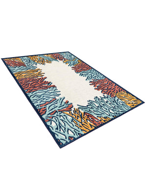 Multicolor 5' 3 x 8' Belize Outdoor Rectangle Area Rug Weather Resistant for Patio, Deck, Terrace, Balcony, Porch 100% Polypropylene Colorful Fun Coastal Modern Carpet for Outside for Sale at Rug Engine